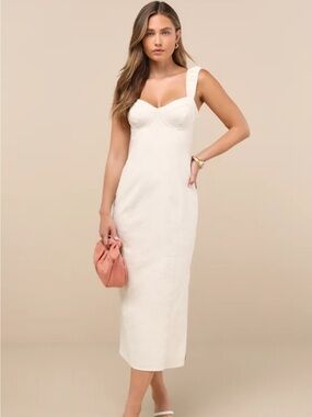 Lulu's Cream Midi Dress